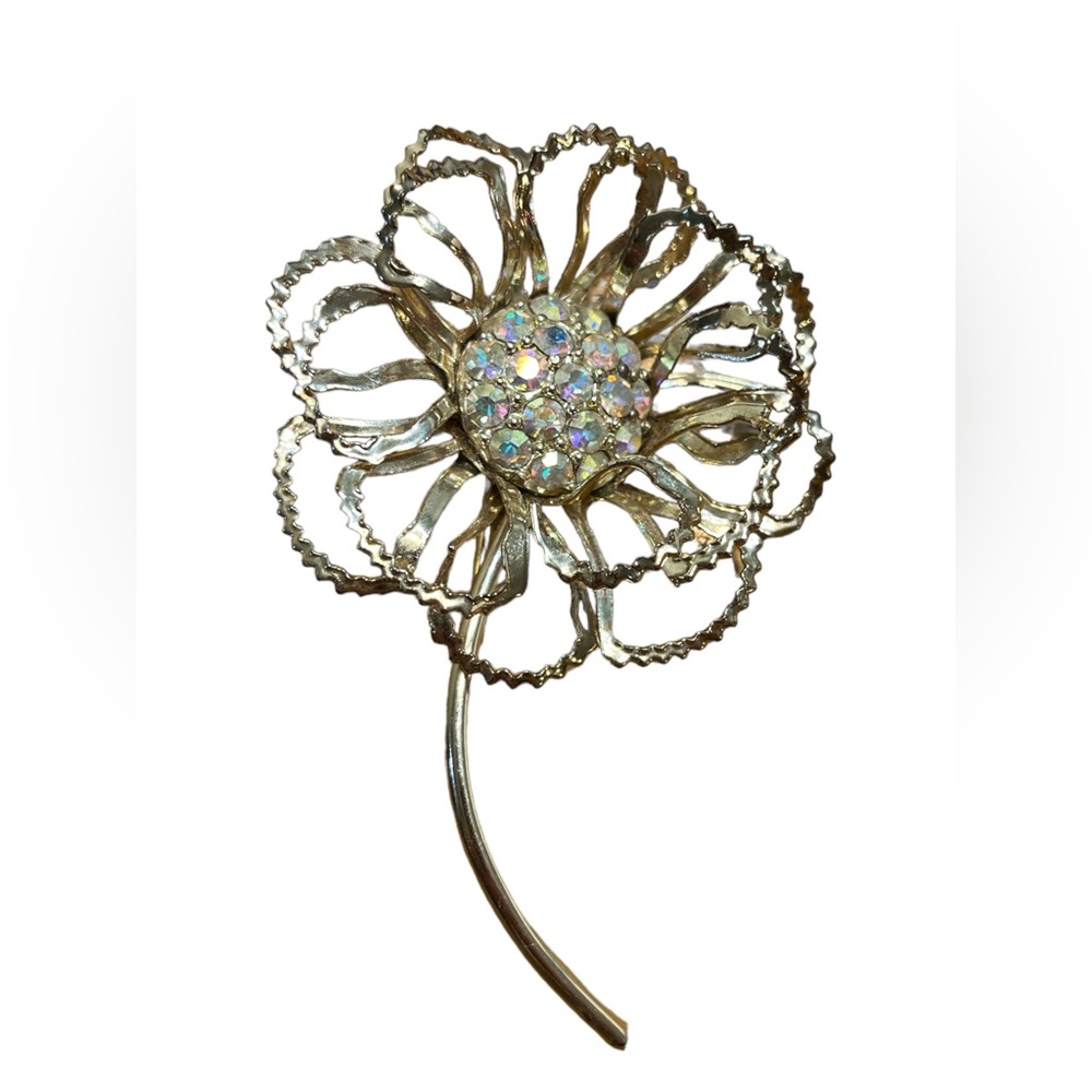 Vintage Sarah Coventry Flower AB Rhinestone Brooch